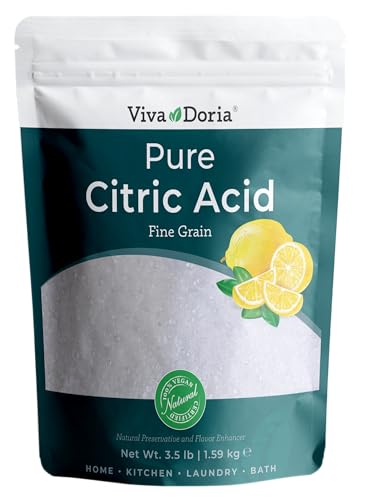 Viva Doria 100% Pure Citric Acid, Food Grade, Fine Grain, 3.5 Pounds (56 Ounces) - size: 3.5 Pound (Pack of 1)