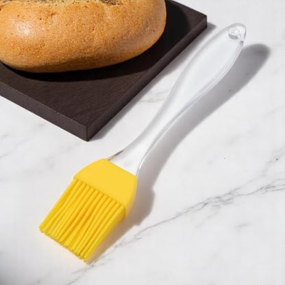Generic 1Pcs Basting Brush 20g Small Crystal Handle Brush Color Block Dishwasher Safe Silicone PP Yellow Clear 17.5x3.2cm