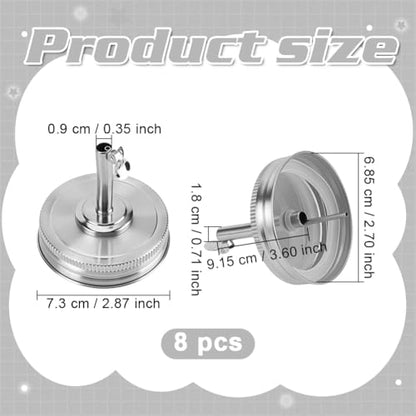 8 Pcs Mason Jar Pour Spout, Stainless Steel Spout Lid Oil Narrow Oil Spout Jar with Lid for Home Brewing Fruit Fermenting Drinks Airtight (Regular Mouth)
