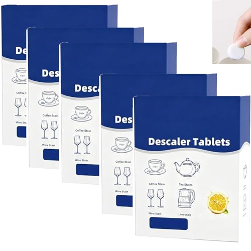 Multi-Purpose Limescale Remover Effervescent Tablets, Efficient Water Bottle Cleaning Tablet, Remove Limescale and Hardwater Stains, Odor-Free Kettle&Coffee Cup, for Kettle Shower Heads (5box) - color: 5box