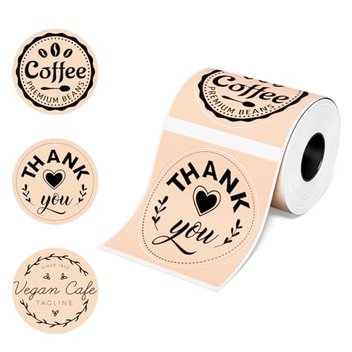 Phomemo M110 Round Labels for M110/M120/M220/M250, Khaki, 2 Inch (50mm), 140 Labels, All-Purpose Thermal Adhesive Sticker for Name, Logo, Tag - color: Khaki