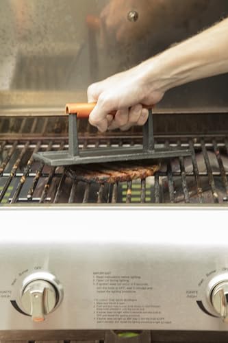 Cuisinart Cast Iron Grill Press with Wooden Handle, Heavy Duty Nonstick Rectangle Burger Press with Wood Handle, Perfect Grill Accessory for Steak, Bacon, Paninis and More - size: Weighs 2.1-pounds