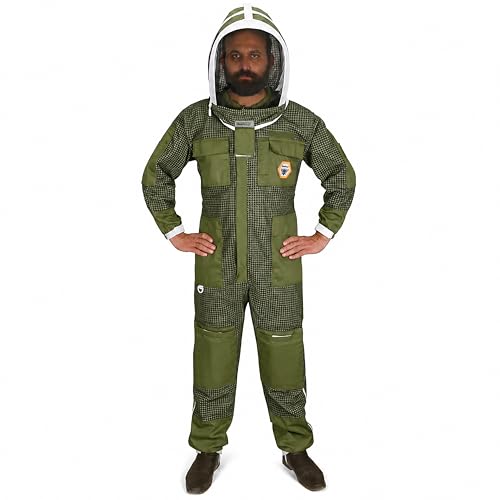 Beekeeping Suit Ventilated 3 Layer Ultra with Total Protection with Safety Fencing for Professional Beekeeping Supplies with Carrying Bag (BP-311-Green)-3XL - color: Green, size: 3XL