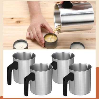 Ziliny 6 Pcs Candle Making Pouring Pot Wax Pouring Pitcher with Dripless Spout and Heat Resisting Handle Aluminum Wax Melter for Christmas DIY Candle Making Kits Gift (0.7 L) - size: 0.7 L