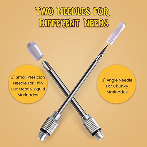 Turkey Baster, Stainless Steel Baster for Cooking with Marinade Injectors Syringe, Basting Brush, Thick Cleaning Brush & Thin Cleaning Brush