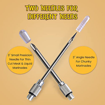 Turkey Baster, Stainless Steel Baster for Cooking with Marinade Injectors Syringe, Basting Brush, Thick Cleaning Brush & Thin Cleaning Brush