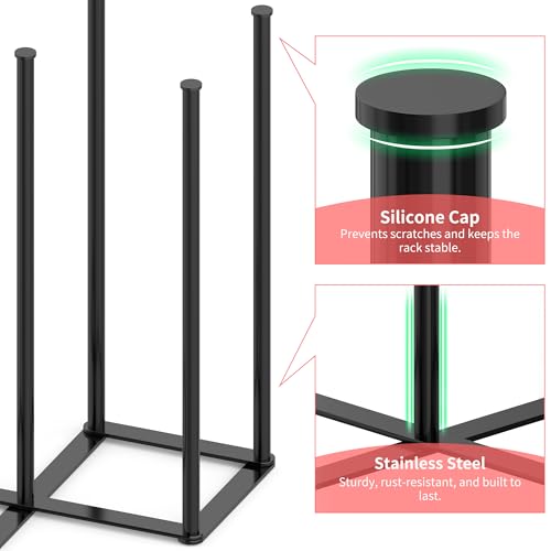 Collapsible Bottle Drying Rack, Baby Bottle Drying Rack, Foldable Cup Draining Holder, Retractable Reusable Silicone Bag Dryer with Non-Slip Bottom - Stainless Steel (Black) - color: Black