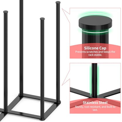 Collapsible Bottle Drying Rack, Baby Bottle Drying Rack, Foldable Cup Draining Holder, Retractable Reusable Silicone Bag Dryer with Non-Slip Bottom - Stainless Steel (Black) - color: Black