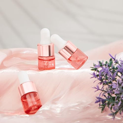 Didaey 100 Pcs 1/2/3/5/10/15 ml Mini Glass Oil Dropper Bottle Bulk, Clear Essential Small Empty Bottles Sample Containers Perfume Liquid Vials with Cap for Traveling (1 ml,Blush Pink) - color: Blush Pink, size: 1 ml