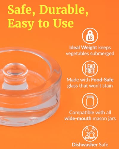Elementi Fermentation Weight Set of 2 – Easy Grip Glass Weights for Fermenting, Perfect Pickling & Canning Weights for Wide Mouth Mason Jars, Durable Soda-Lime Glass for Sauerkraut, Kimchi & More - style: Set of 2 Weights