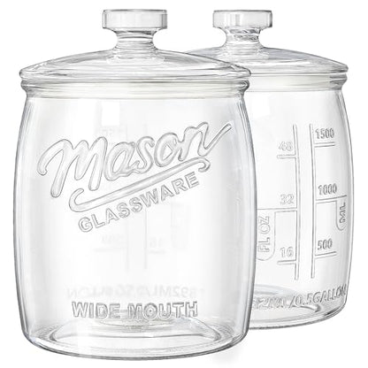 2 Pack Cookie Jar, 1/2 Gallon Glass Storage Containers with Airtight Lids, Wide Mouth Food Jars & Canisters for Kitchen, Pantry, Apothecary, Flour, Sugar, Sourdough Starter, Dog Treat, Half Gallon