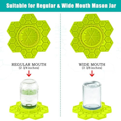 2 Pack Silicone Bee Feeder for Mason Jars | Drown-Free Honeycomb Bee Watering Station Fits Regular & Wide Mouth | Safe Sugar Syrup Feeding Station for Beekeepers & Backyard Gardens (Yellow)