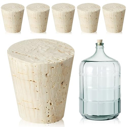 Ziliny 6 Pcs Carboy Cork Stopper, Glass Carboy Cap for 1, 3, 5, 6 Gallon Glass Water Jug, Wood Tapered Fermentation Cap Cork Stoppers, 1 x 1.5 x 1.6 Inches - size: 3/5/6 Gallon