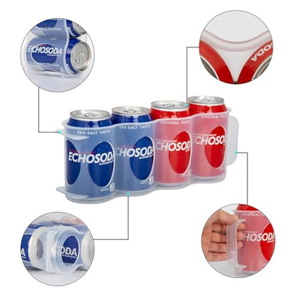 Portable Soda Can Organizer for Refrigerator Shelf, Beer Can Holder, Fridge Storage Sliding Rack, Clear Plastic 2 Pack