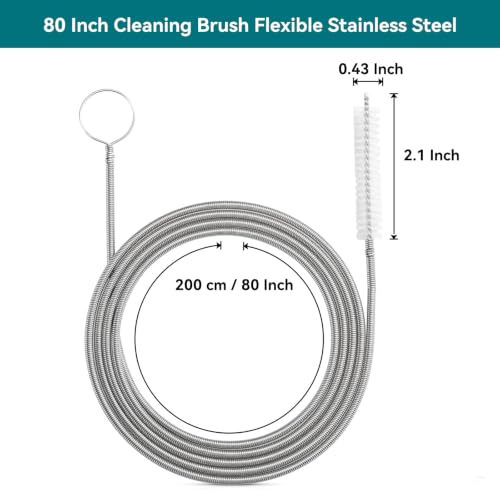 2-in-1 Drain Cleaning Kit-160 Inch Flexible Stainless Steel Drain Brush and 80 Inch Spring Drain Auger - style: 160 IN