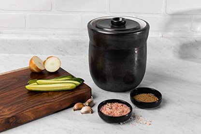 TOMO Fermentation Crock with Weights - Ceramic Sauerkraut Pickling Crock - Stoneware Kombucha Brewing (3L) - size: 3L