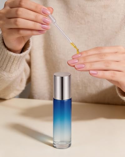 Worldgsb 12 Pack Essential Oil Roller Bottles, 10ml Refillable Glass Roller Bottles with Stainless Steel Roller Balls and Caps for Travel, Perfume and Lip Gloss Blue-Red Gradient - color: Blue-Red Gradient, style: 12 Pack