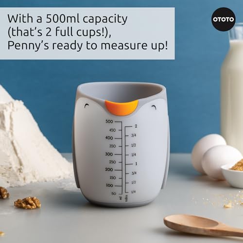 OTOTO Penny Penguin Silicone Measuring Cups for Cooking - 500ml Cute Measuring Cups for Baking, BPA-Free, Microwave Safe, Penguin Gifts, Cute Kitchen Accessories, Funny White Elephant Gifts - style: Penny