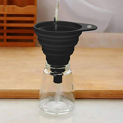 Funnels for Kitchen Use, Food Grade Silicone Collapsible Kitchen Funnel (Black) - color: 1-Black