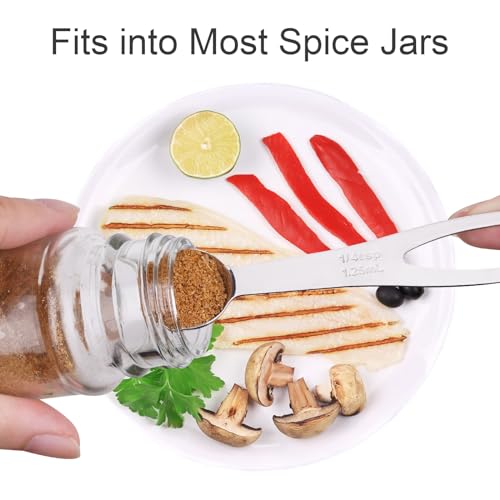 5pcs Measuring Spoon Set, Heavy Duty Stainless Steel Measuring Spoons for Cooking Baking, Tablespoon Teaspoon for Dry or Liquid Ingredients, Fits in Spice Jar, 1/4 1/2 1 tsp, 1/2 1 tbsp - size: 5pcs