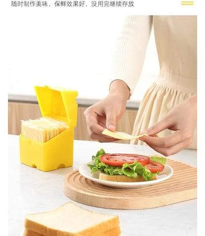 Cheese shaped fresh-keeping box ABS flip refrigerator storage box 300ML cheese slice special box, low-temperature resistant food box (yellow/white optional) - color: ABS flip cheese box (white)