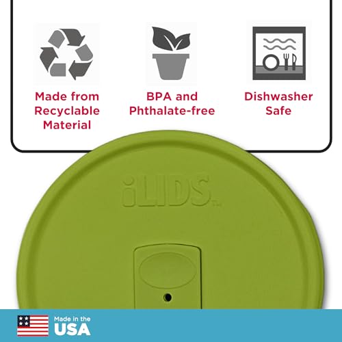 Wide-Mouth Mason Jar Drink Lid - USA Made, BPA-Free, Spill-Resistant for Coffee, Cold Brew & Iced Tea - Fits 3 3/8 in Ball & Kerr Wide Mouth - Pack of 2 - color: Lime Green