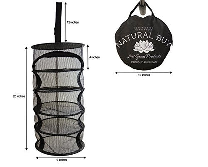 9 Inch 5 Level Micro Hanging Dry Net Indoor/Closet Drying Rack for Herbs, Plants, Organizer, Freshner - Black Mash Screen with Top-to-Bottom Zipper - Apartment Size with Zipped Storage Pouch - size: 5 Level Net