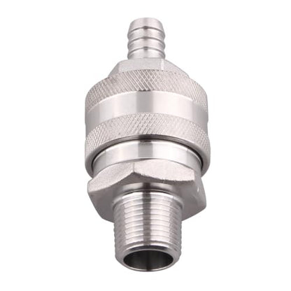 DERNORD 1/2 Inch Stainless Steel Quick Disconnect Set - Beer Brewing Connector Kit (Barb Male/MPT Female)