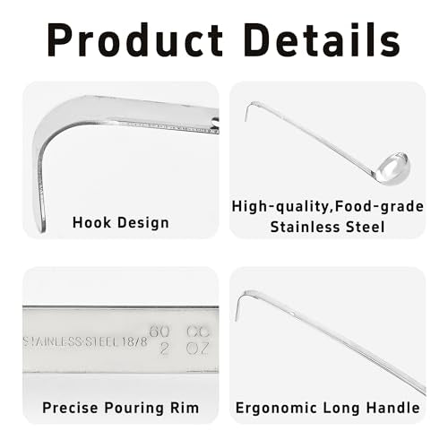 2Pcs 2oz Stainless Steel Soup Ladle, Long Handle Ladles with Pouring Rim for Cooking, Serving Soup, Sauce, Stew, Kitchen - size: 2oz