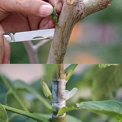 Double Blades Garden Knife for Budding Pruning with 3 Rolls Grafting Tape, Flexible Grafting Kit for Floral Fruit Tree