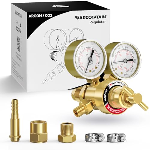ARCCAPTAIN Argon CO2 Regulators Gauges Gas Welding, Regulator for MIG and TIG, 0-4000 PSI, 0-30+ CFH, CGA580 Inlet Connection - style: 0-4000 PSI