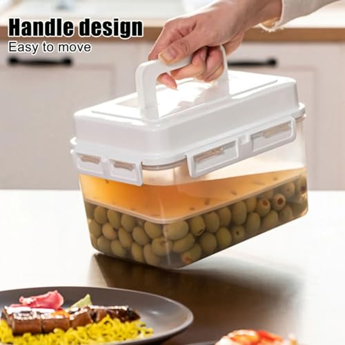 Kimchi Container, 4L Leakproof Airtight Fermentation and Storage Container with Inner Vacuum Lid and Press Plate, for Kimchi Sauerkraut Pickles and Preserved Food