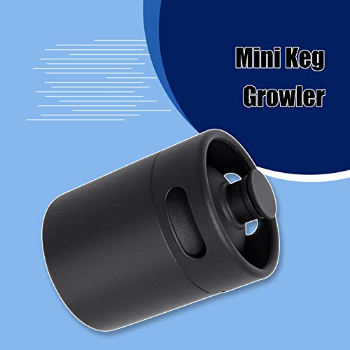 Mini Keg Growler, 64 OZ 304 Stainless Steel Mini Beer Keg with Seal knob Cover, Pressurized Growler with No Scratch Matte Black Powder Coated for Home kitchen Brewing Beer(2L)