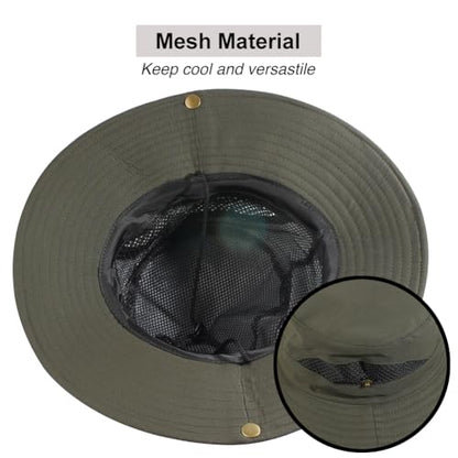 CAMOLAND Sun Hat with Removable Mesh Head Net Safari Hat Outdoor UV Protection - color: Army Green