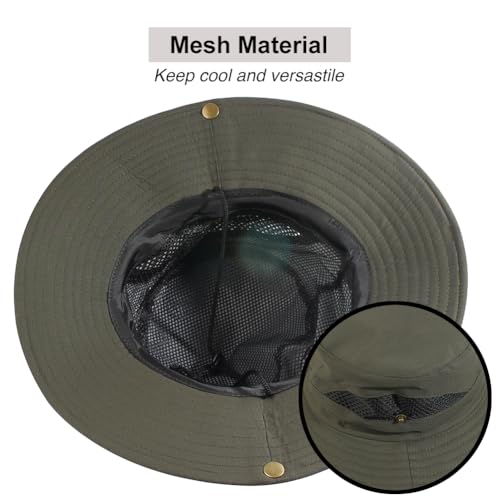 CAMOLAND Sun Hat with Removable Mesh Head Net Safari Hat Outdoor UV Protection - color: Army Green