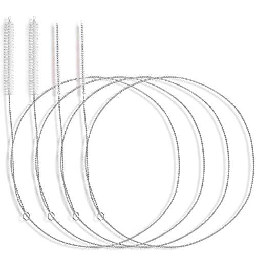 4 Pcs Extra Long Pipe Cleaners with Soft Nylon Bristles Head Cleaning Brush for Straw Tube Pipe Hose Bottle Refrigerator Drain, 1m/39in