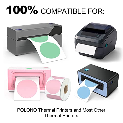 Misofuki 2" 750 Labels White Circle Direct Thermal Stickers Labels Roll Compatible with Zebra, Rollo, MUNBYN, Self-Adhesive Round Direct Thermal Labels - color: C-1-wh