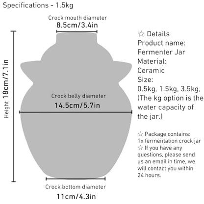 Traditional Chinese Hand Painted Porcelain Fermentation Crock With Water Seal Lid, Ceramic Pickling Jar, 1 Pcs(Yellow,1.5kg) - color: Yellow, size: 1.5kg
