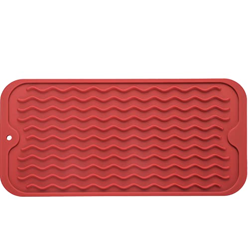 MicoYang Silicone Dish Drying Mat for Multiple Usage,Easy clean,Eco-friendly,Heat-resistant Silicone Mat for Kitchen Counter or Sink,Refrigerator or Drawer Liner Red S 12 inches x 6 inches - color: Red, size: 12"L x 6"W