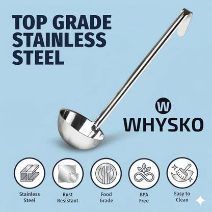 4-Pack Stainless Steel Soup Ladles, Rustproof Heat Resistant Serving Spoons | 2oz, 4oz, 6oz & 8oz Metal Kitchen Ladles for Cooking and Serving Soups & Sauces, Commercial Grade, Dishwasher Safe - size: Multipack (4 Pack)