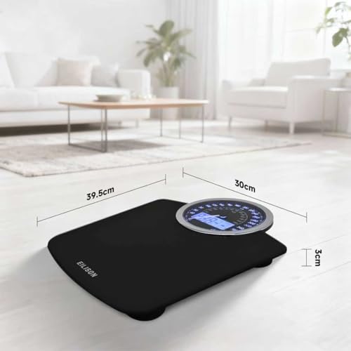 EILISON Highly Advance 2-in-1 Digital & Analog Weighing Scale for Body Weight-400lbs, 4 High Precison GX Sensor Accurate, Thick Tempered Glass, Extra Large Display (Black) - color: Black