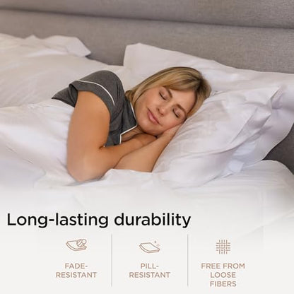 Threadmill 100% Cotton Sheets for Full Size Bed - 600 Thread Count Full Bed Sheets Set with 16” Deep Pocket - Jacquard Sateen Weave 4-Piece Bedding Set with Cooling Effect, White - color: Hotel White Olivia, size: Full