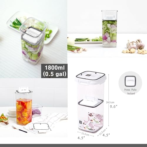 Pickle keeper Press Plate Food Storage Container Organizer for Kimchi Sauerkraut Fermentaion Airtight Lid Locking for Preserved Food (1800ml / 0.5 gal) - size: 1800ml / 0.5 gal