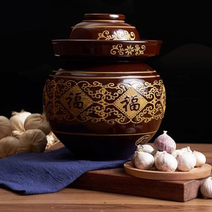 GVILTY Large Ceramic Pickle Jar with Lids,Sichuan Traditional Chinese Porcelain Pickle Jar Crock,Ceramic Fermentation Crock with Water Seal Airlock Lid,Sauerkraut Crock 5.5Kg - size: 5.5Kg
