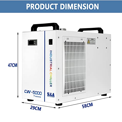 S&A CW-5000 DG Industrial Water Chiller 7L 1.14HP 2.64gpm Water Cooling System for 40W 50W 60W 70W 80W 90W 100W CO2 Laser Engraving & Cutting Machines,Cools 3868 BTU/Hour - size: CW-5000DG (US Amazon)