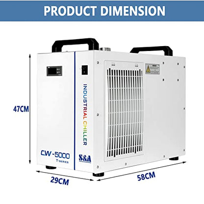 S&A CW-5000 DG Industrial Water Chiller 7L 1.14HP 2.64gpm Water Cooling System for 40W 50W 60W 70W 80W 90W 100W CO2 Laser Engraving & Cutting Machines,Cools 3868 BTU/Hour - size: CW-5000DG (US Amazon)