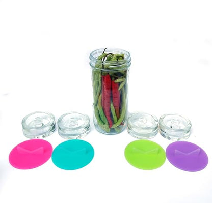 Mason Jar Fermentation Lids 4 Pack Silicone easy to clean Airlock Sauerkraut Fermenting lids for Wide Mouth Mason Jars (AirLock)