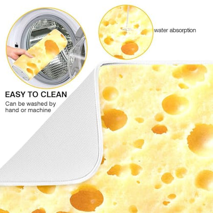 Yellow Cheese Texture Dish mat Counter mats for Kitchen 18 x 24 tapete para cocina