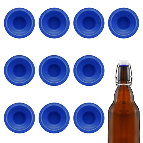 10PCs Dopamine color Silicone Gaskets Washers Seals for Cap Swing Flip Top for Home Brew Beer Soda Bottle Sealing (Blue) - color: Blue