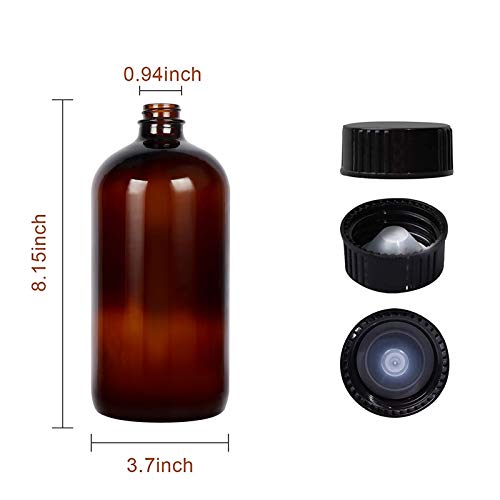 STARSIDE 32oz 2-Pack Amber Glass Boston Bottles with Airtight Seal & Caps | 1 Liter Glass Boston Round Bottles with Phenolic Poly Cone Caps, for Secondary Fermentation, Kombucha, Brewing and Juicing - size: L-32OZ-2pack